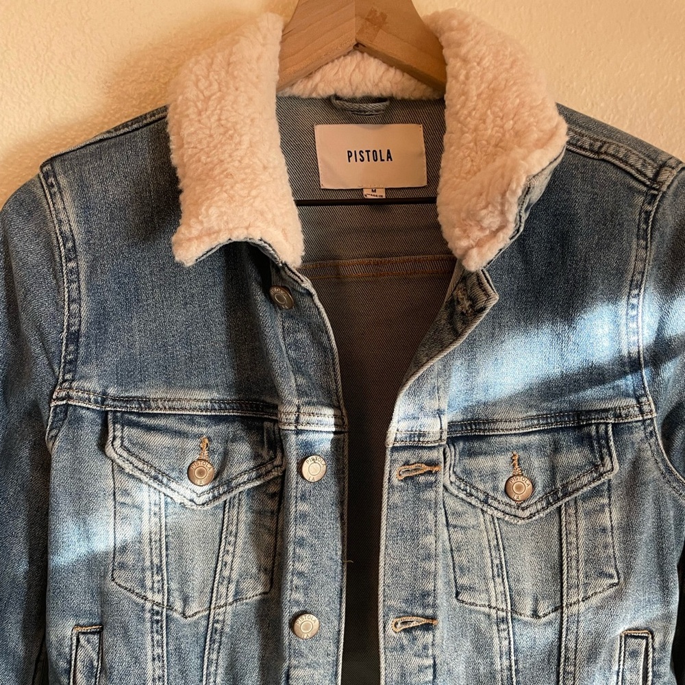 Pistola Denim Sherpa Collared Jacket Size M - Picture 2 of 7